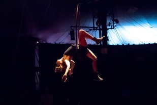 Après la conférence de presse, le cirque Pardi! a proposé une partie de son spectacle BorderLand à La Ruche. © Oreste Di Cristino / leMultimedia.info